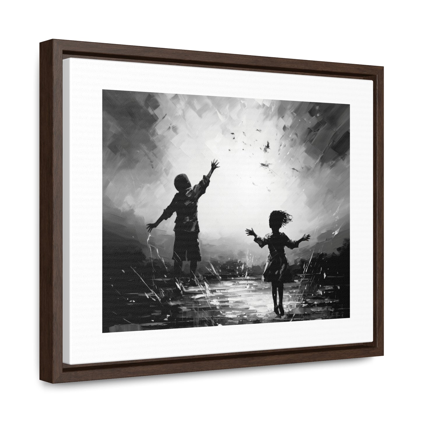 Playing with Light - Framed Canvas b&w Wall Art