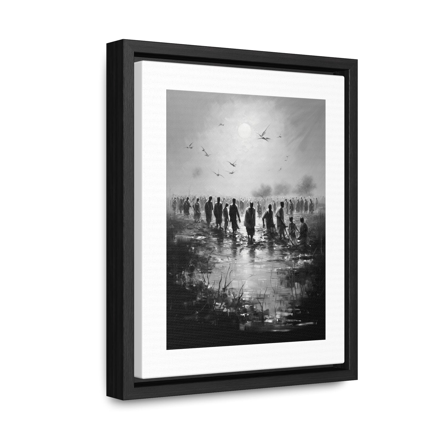 Exodus - Framed Canvas b&w Wall Art