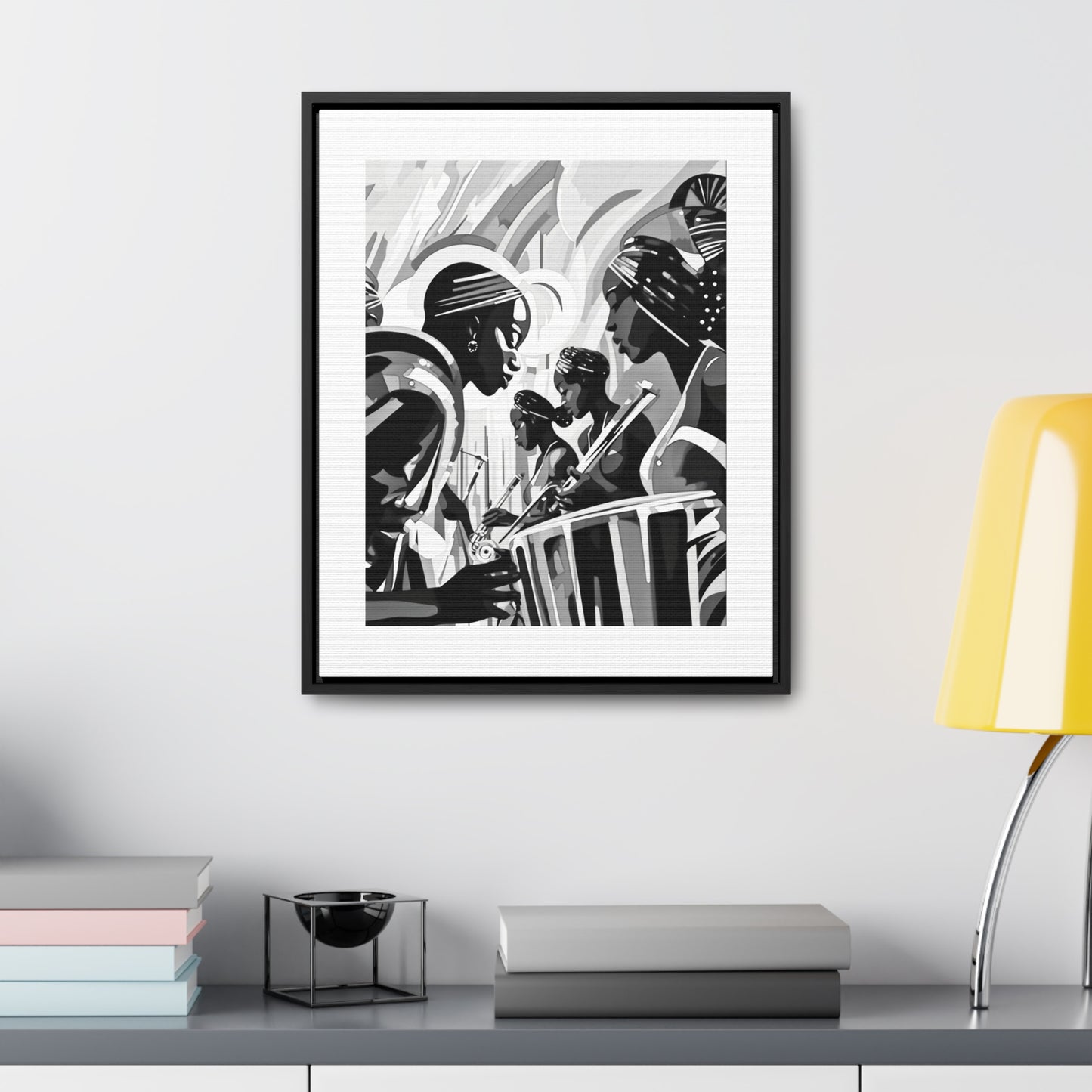 Street Pulse - Framed Canvas b&w Wall Art