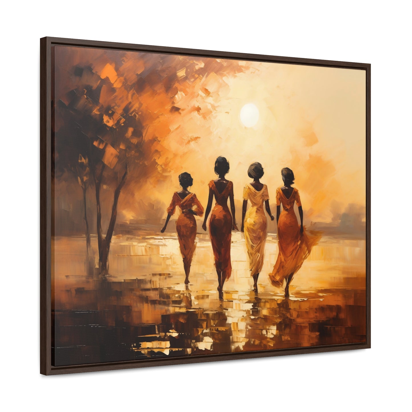 Sunlit Stroll - Framed Canvas Wall Art