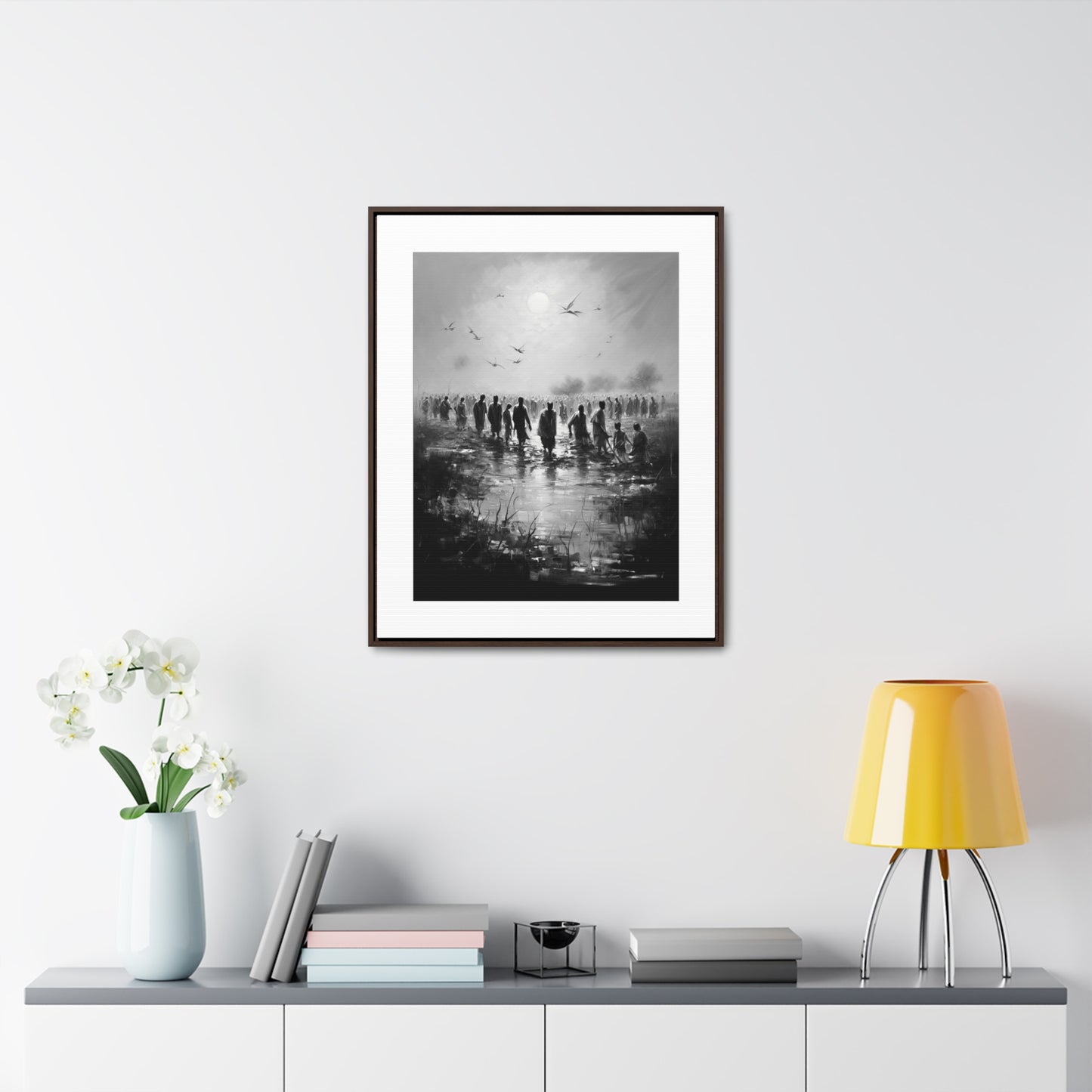 Exodus - Framed Canvas b&w Wall Art