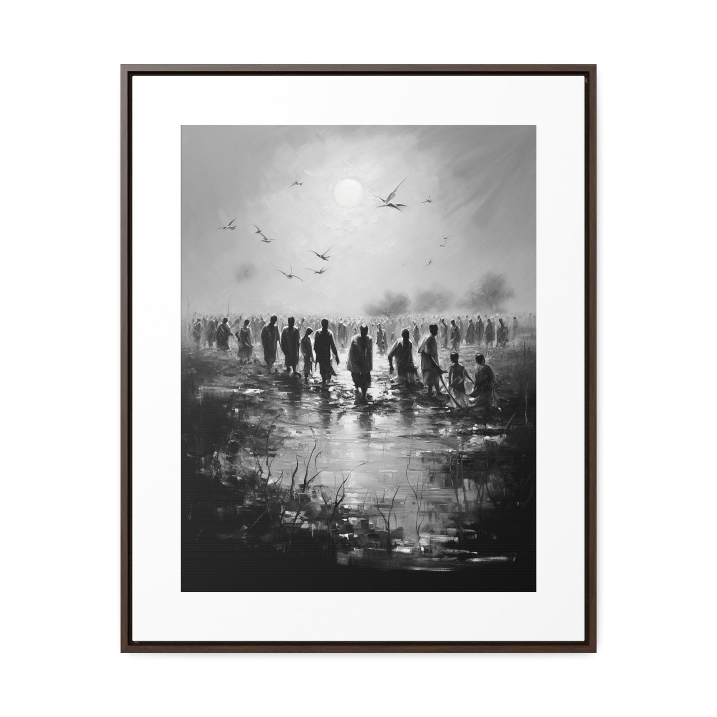 Exodus - Framed Canvas b&w Wall Art