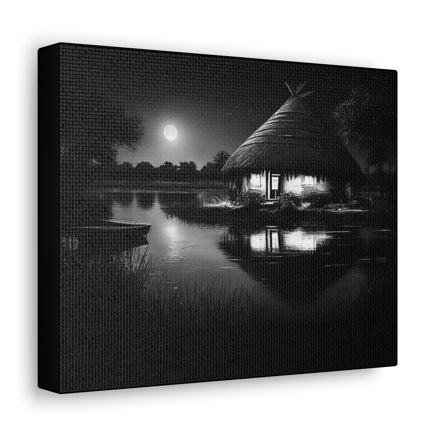 Moonlit Serenity - Canvas b&w Wall Art
