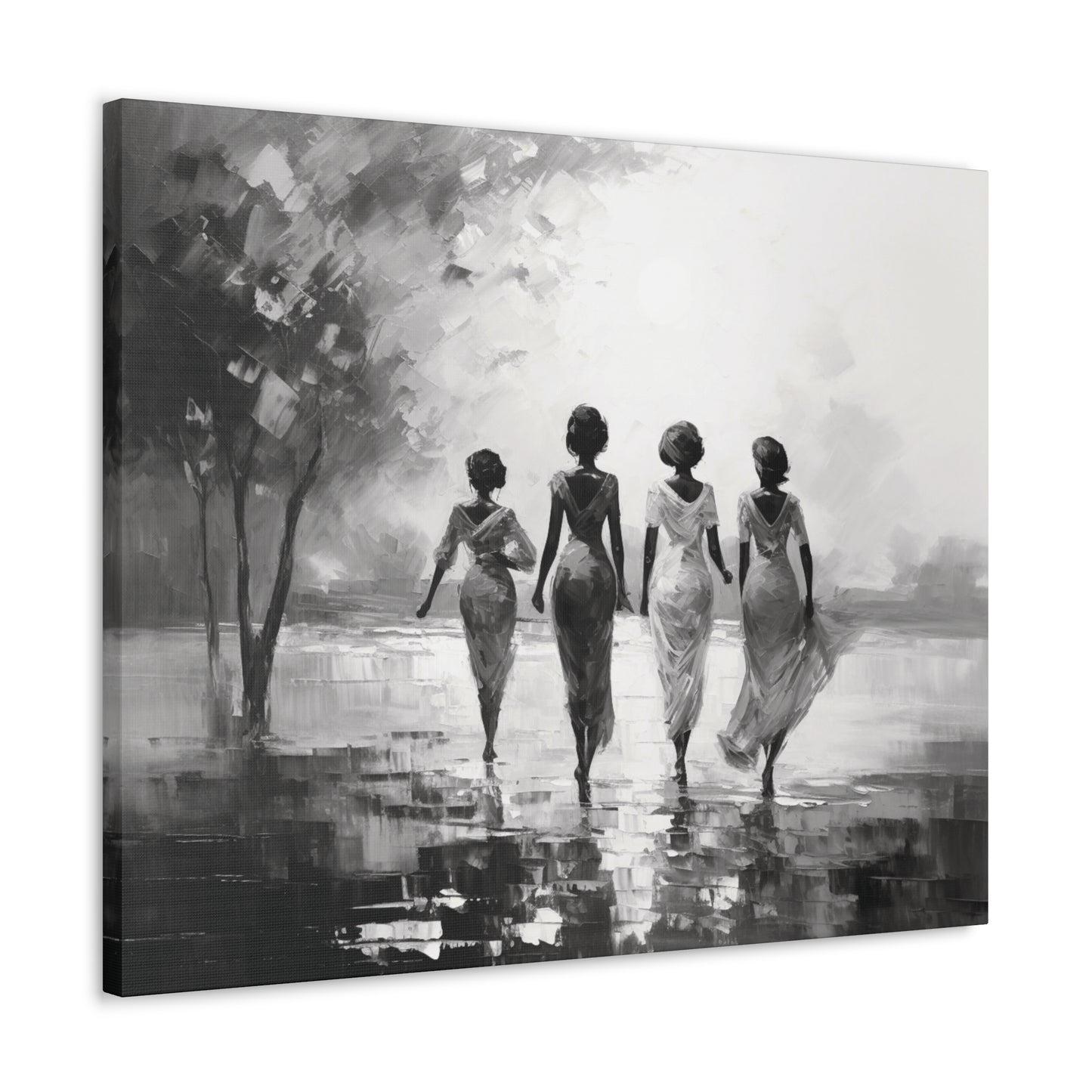 Sunlit Stroll - Canvas b&w Wall Art