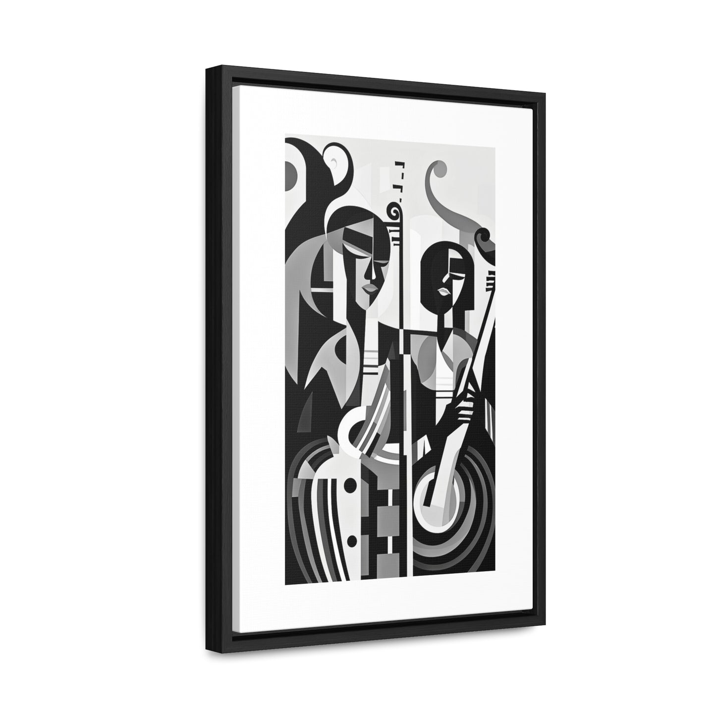 The Melodic Duo - Framed Canvas b&w Wall Art