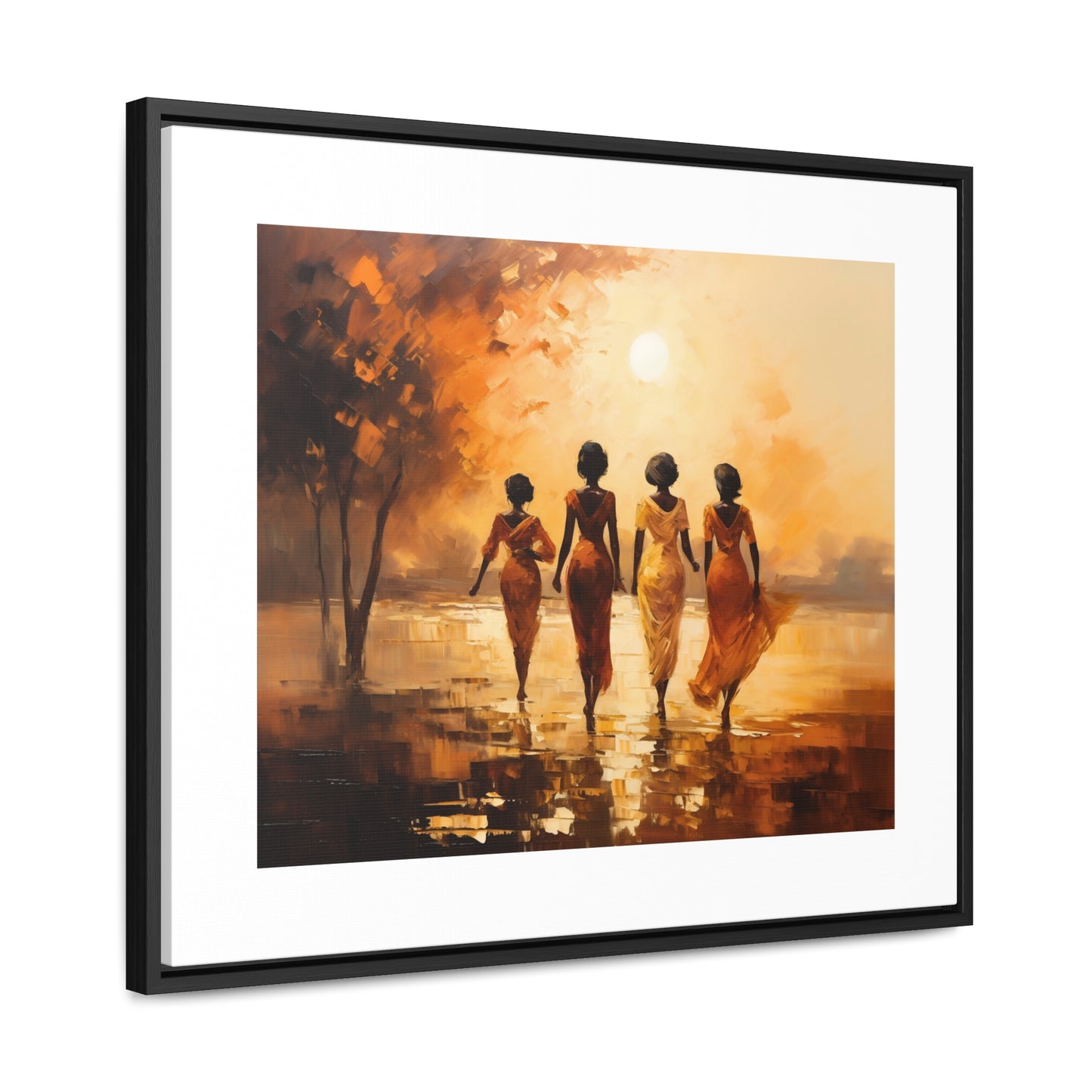 Sunlit Stroll - Framed Canvas Wall Art