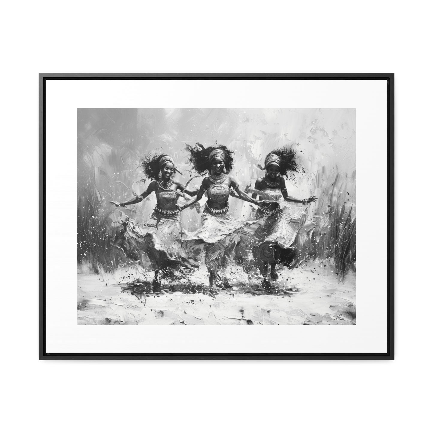 Windswept Rhythm - Framed Canvas b&w Wall Art