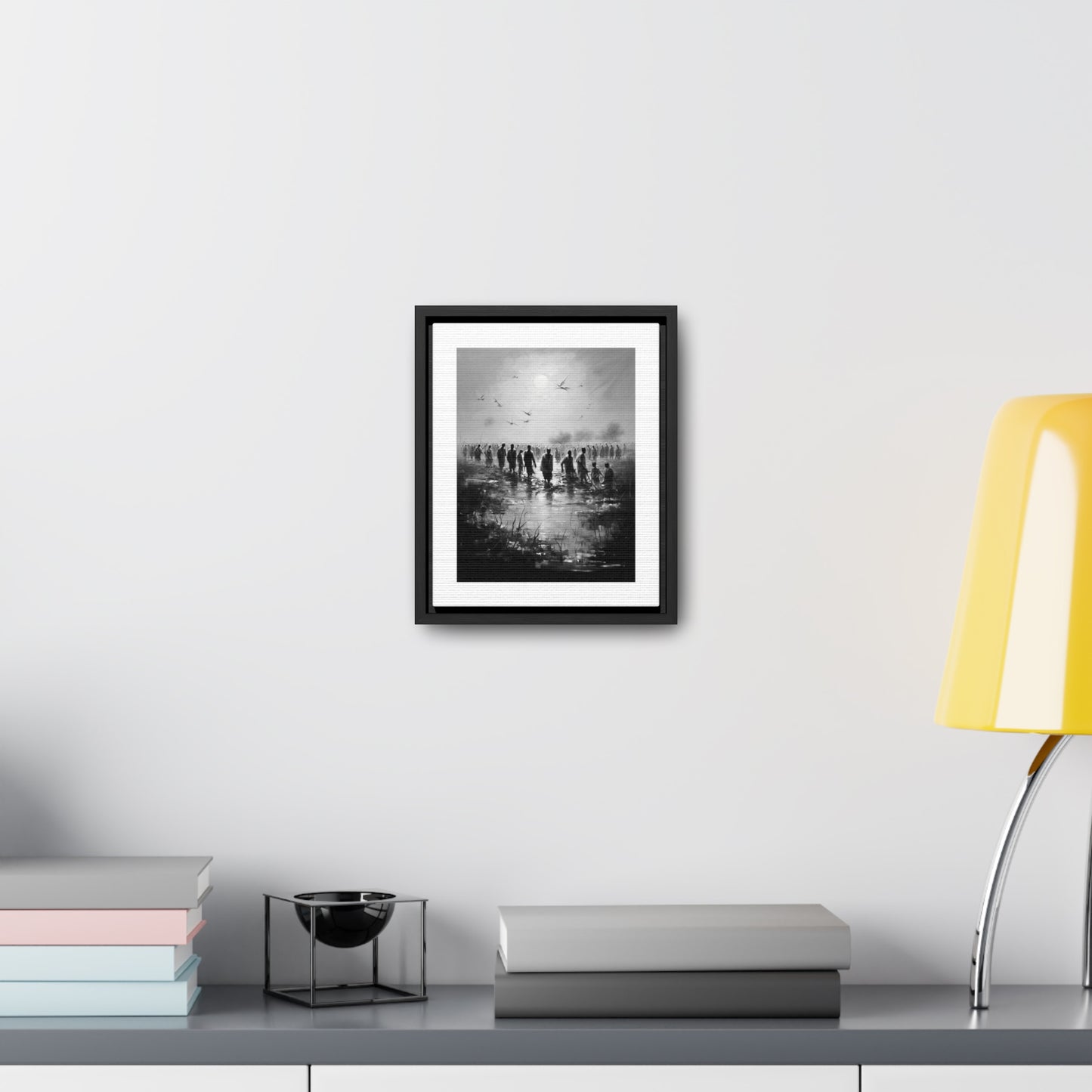 Exodus - Framed Canvas b&w Wall Art