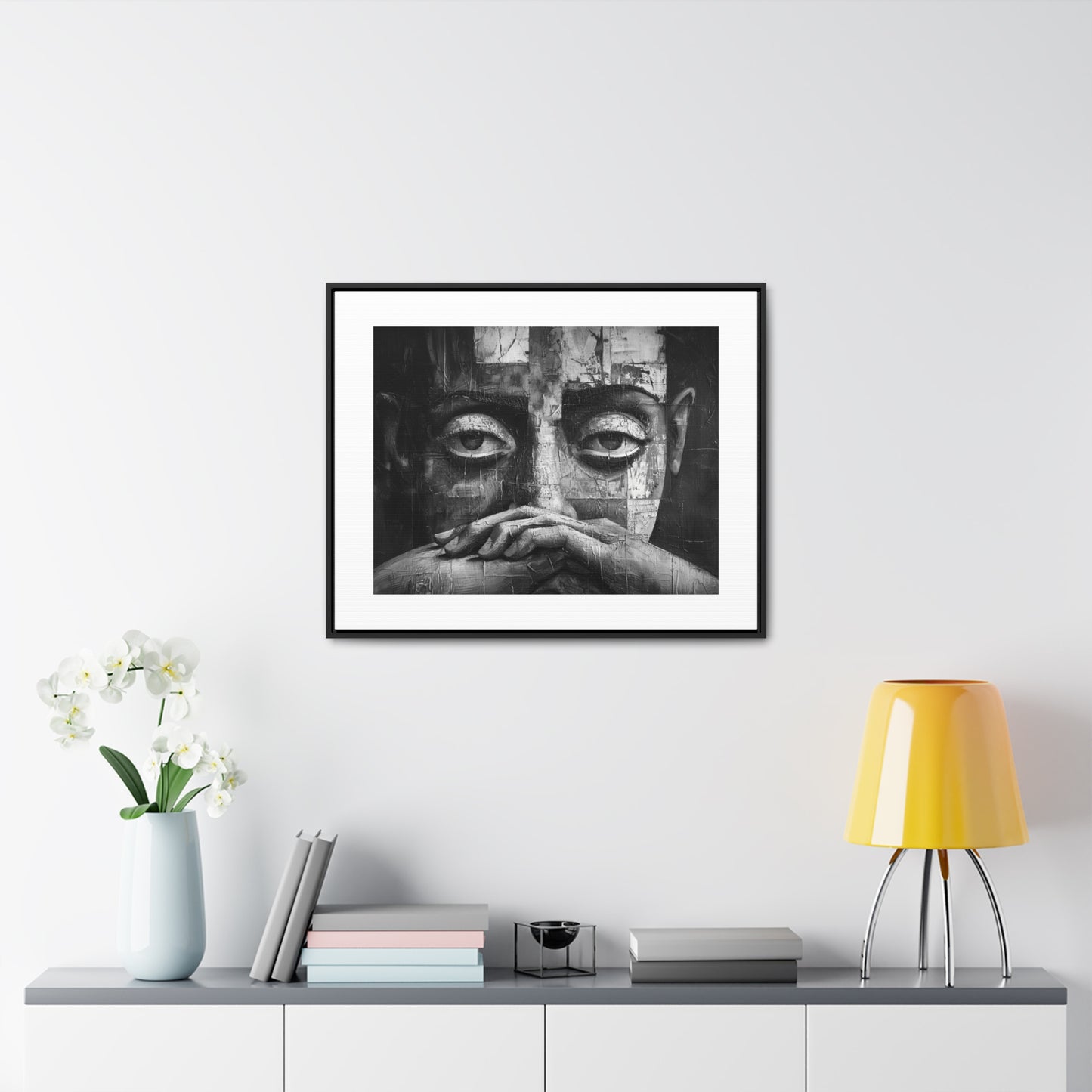 Silent Contemplation - Framed Canvas b&w Wall Art