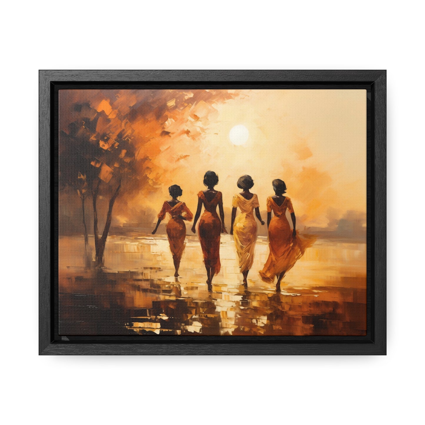 Sunlit Stroll - Framed Canvas Wall Art