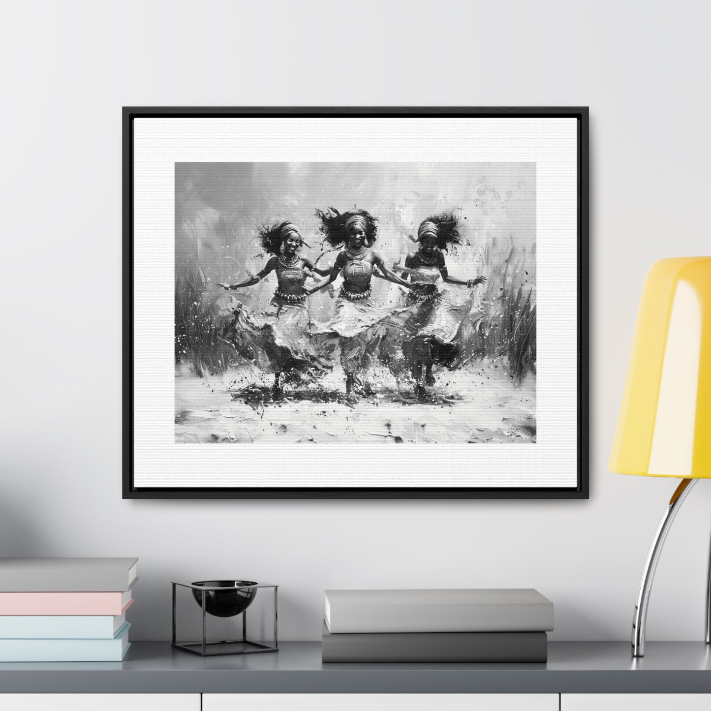 Windswept Rhythm - Framed Canvas b&w Wall Art