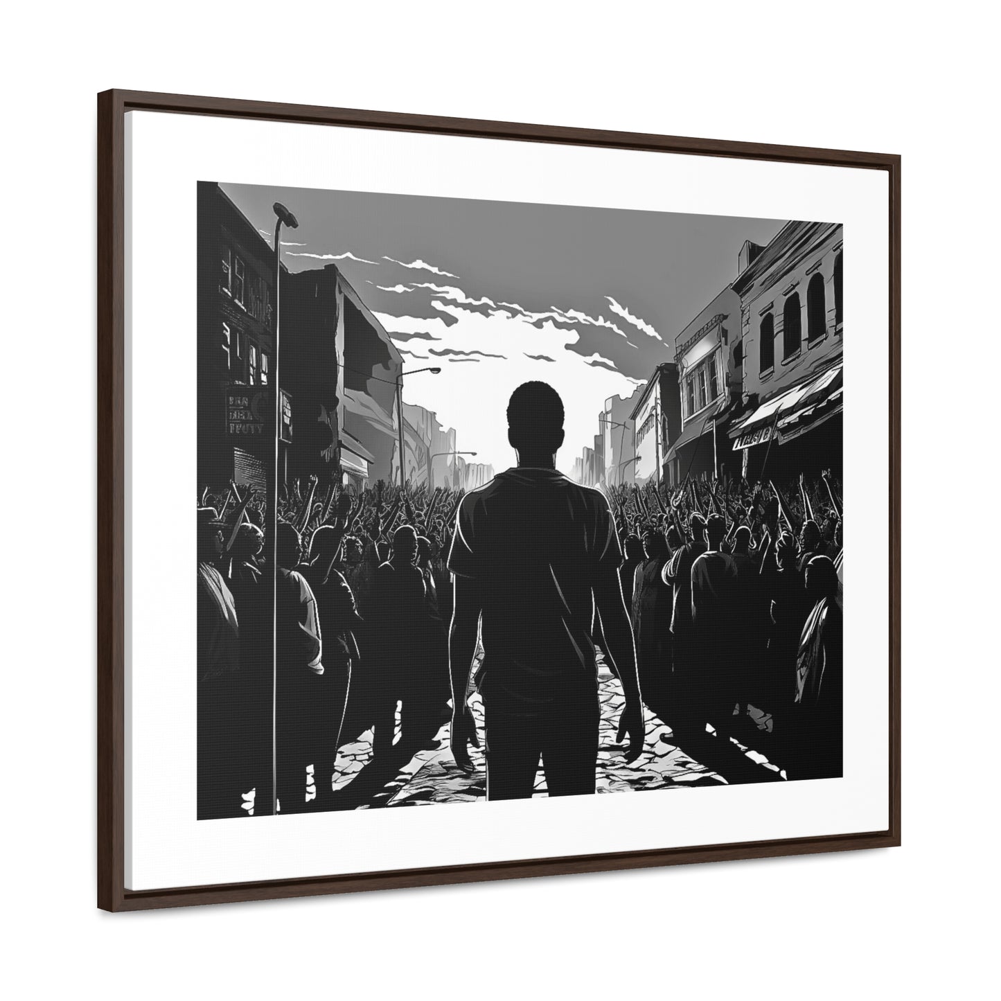 ሳይደፈርስ አይጠራም - Framed Canvas b&w Wall Art