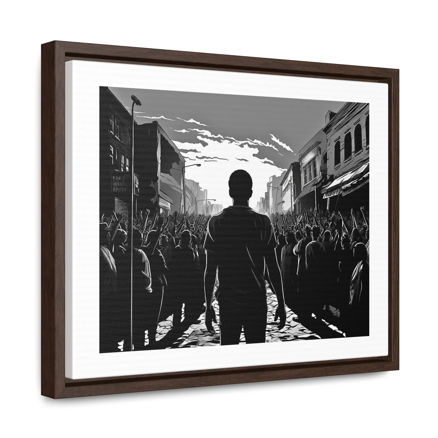 ሳይደፈርስ አይጠራም - Framed Canvas b&w Wall Art