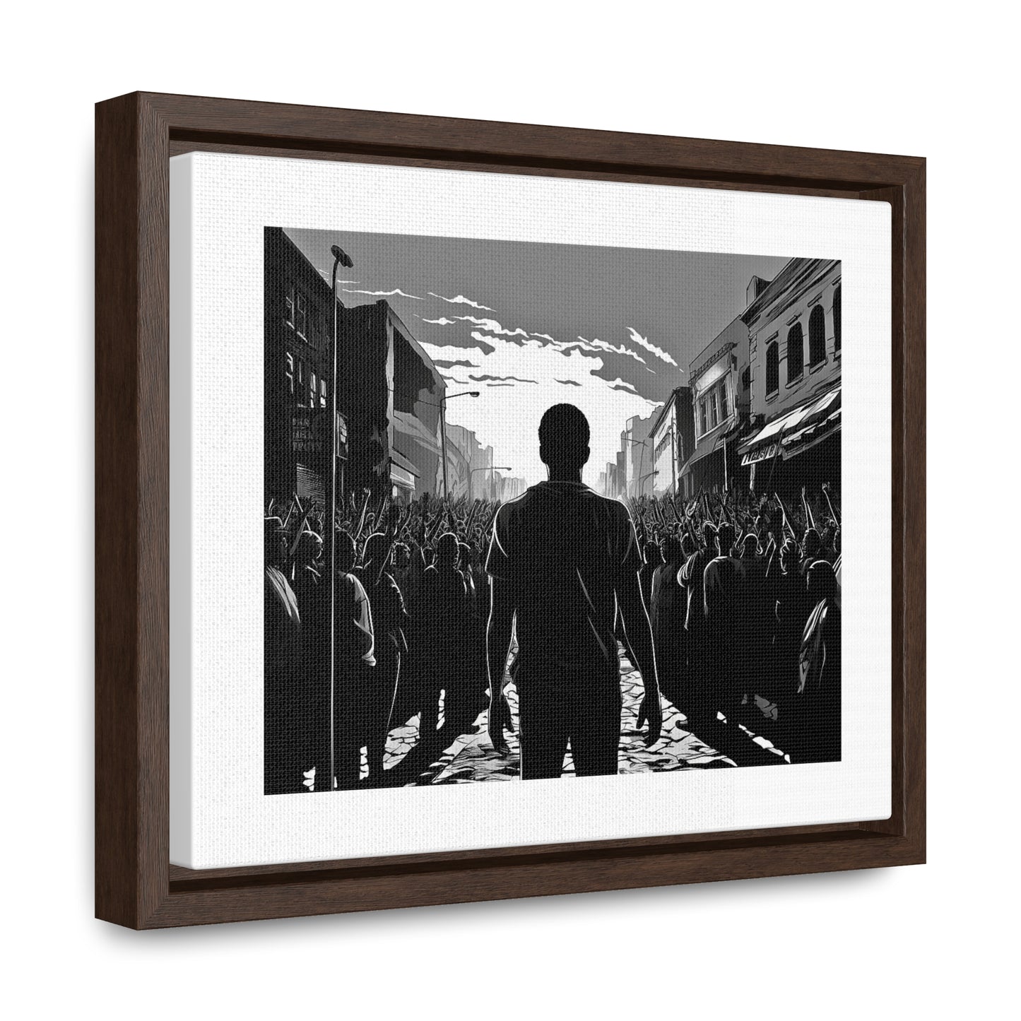 ሳይደፈርስ አይጠራም - Framed Canvas b&w Wall Art
