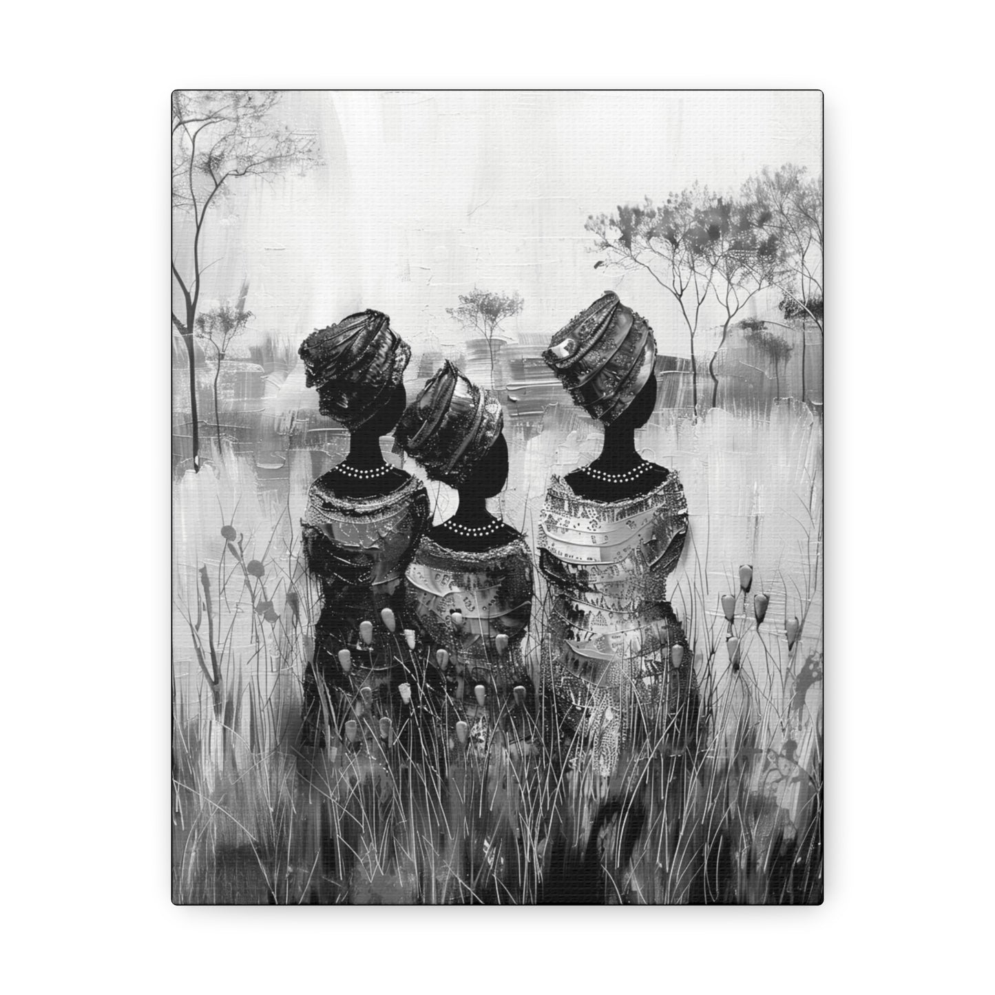 Sisters of the Savannah - Canvas b&w Wall Art