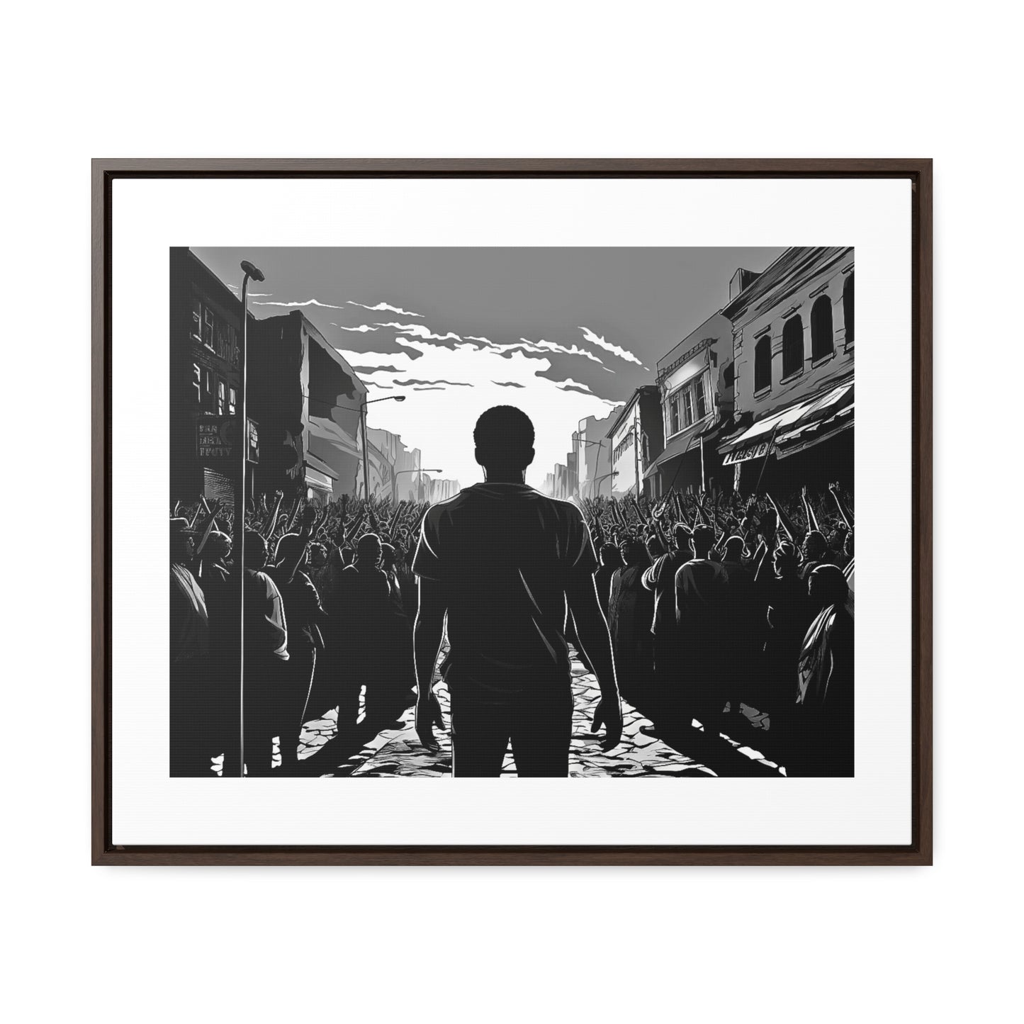 ሳይደፈርስ አይጠራም - Framed Canvas b&w Wall Art