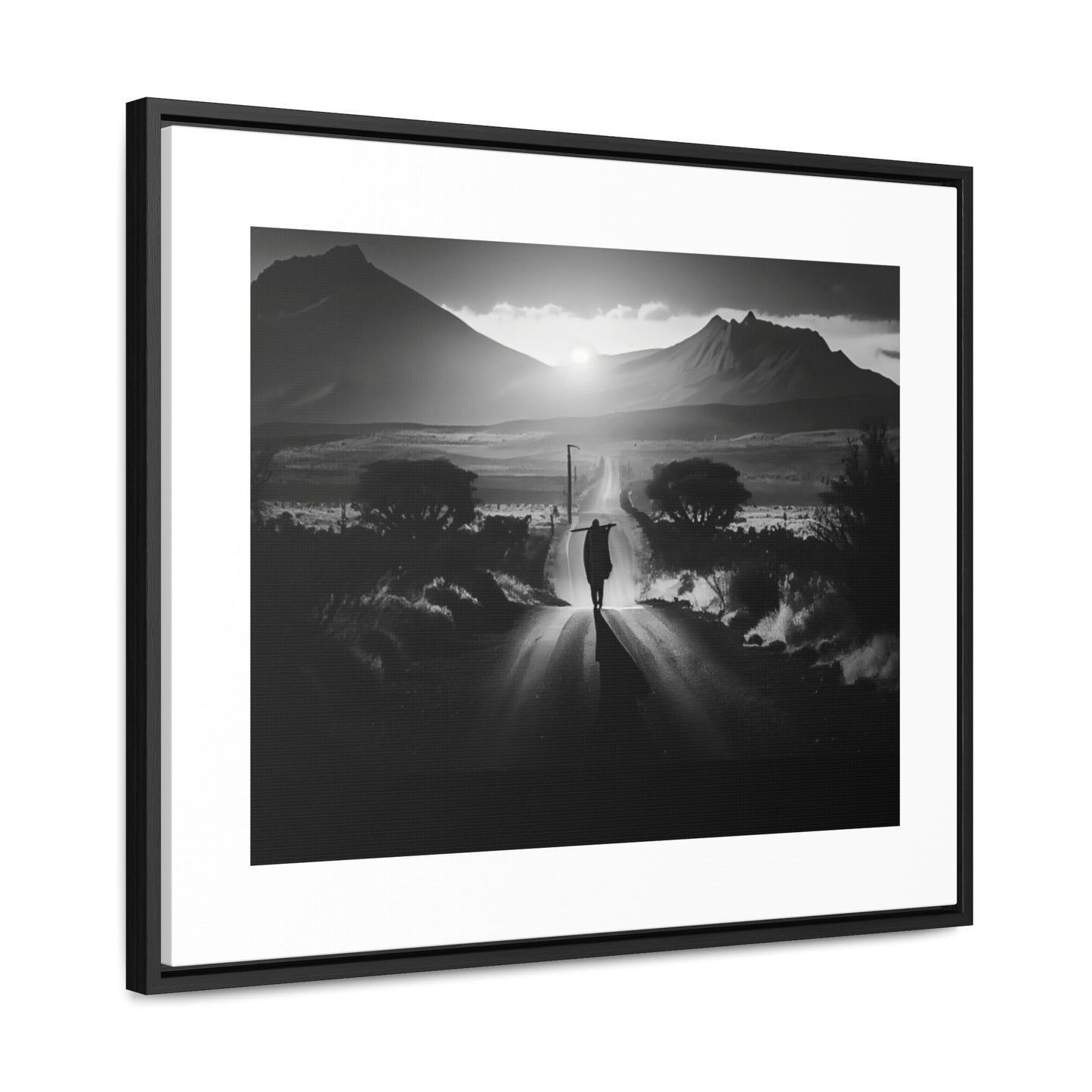 'Not without purpose' - Framed Canvas b&w Wall Art