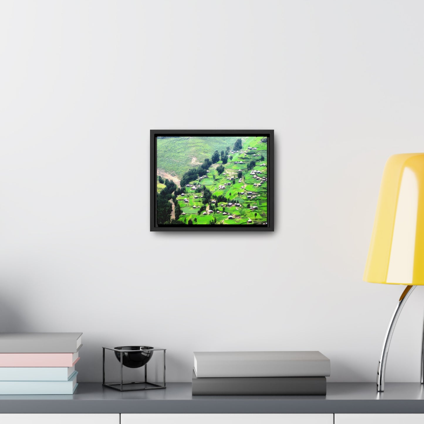 The Simien Mountain Village - Framed Canvas Photography