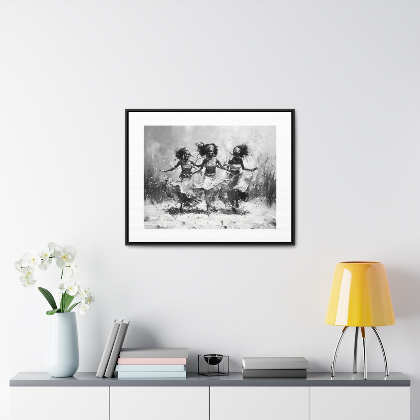 Windswept Rhythm - Framed Canvas b&w Wall Art