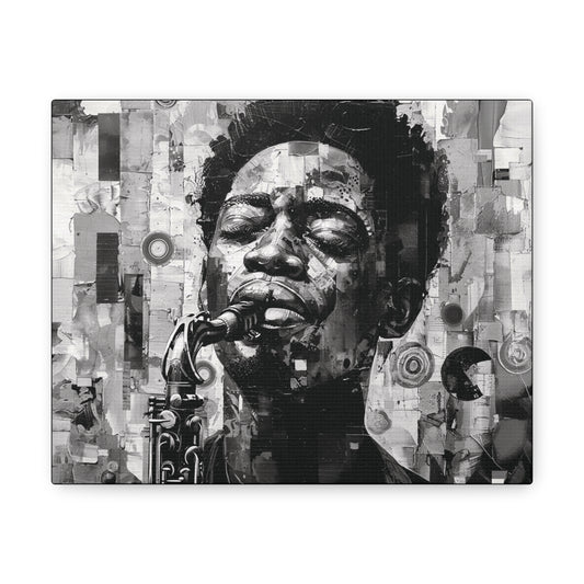 Soul of the Sax - Canvas b&w Wall Art