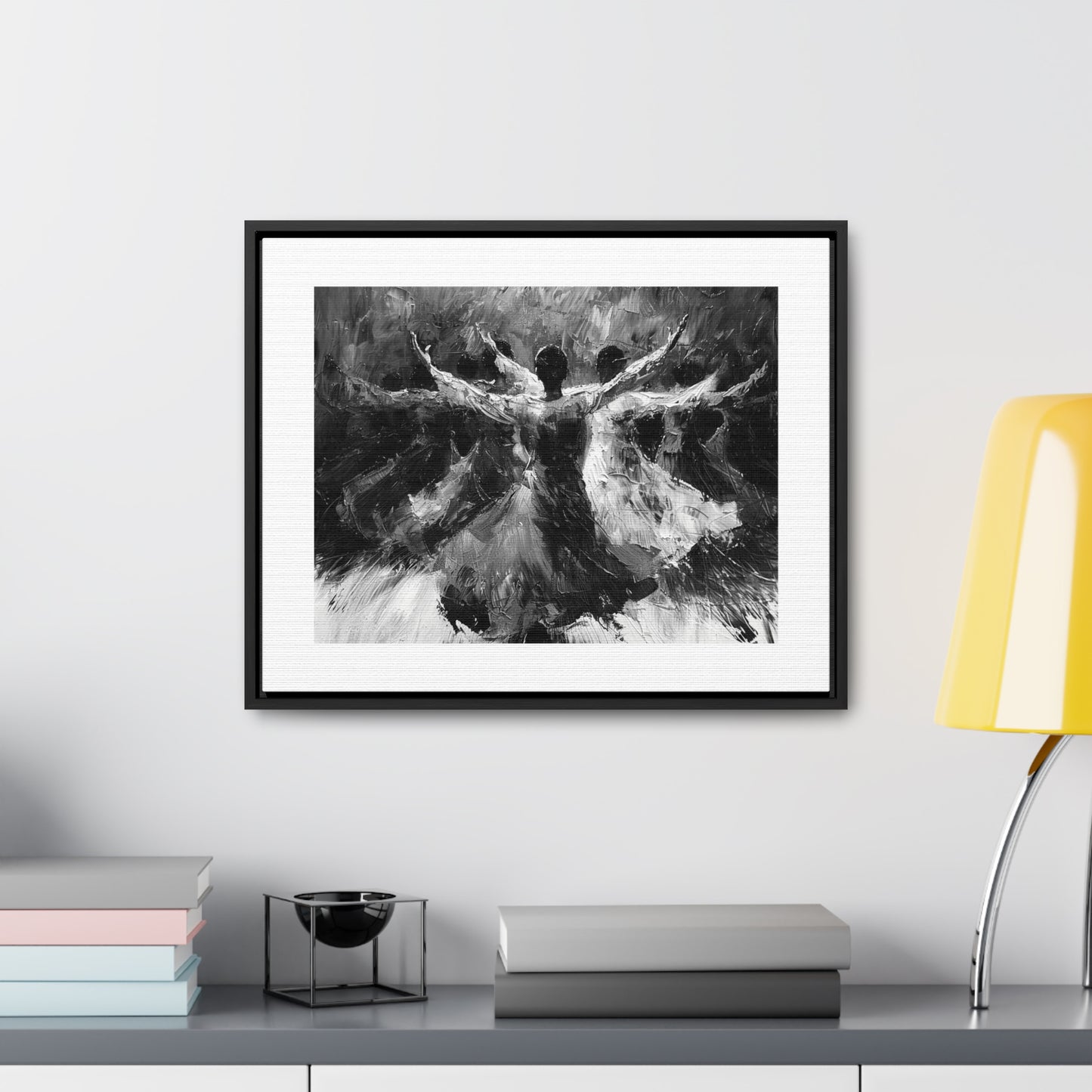 Hearts Wide and Lifted - Framed Canvas b&w Wall Art