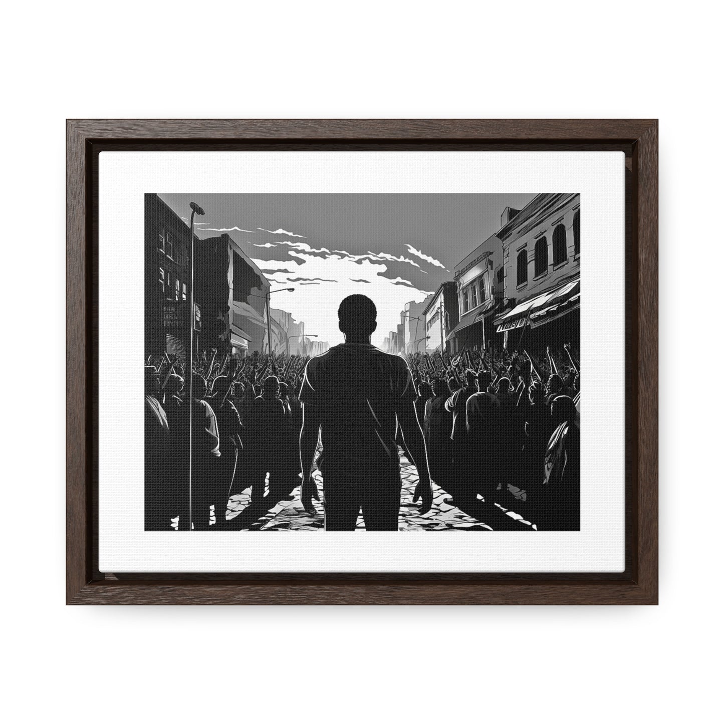 ሳይደፈርስ አይጠራም - Framed Canvas b&w Wall Art