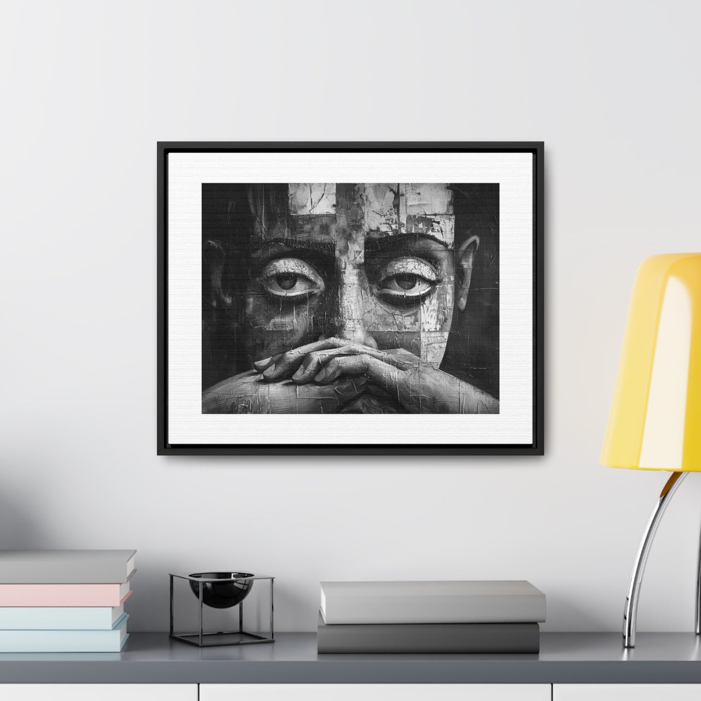 Silent Contemplation - Framed Canvas b&w Wall Art