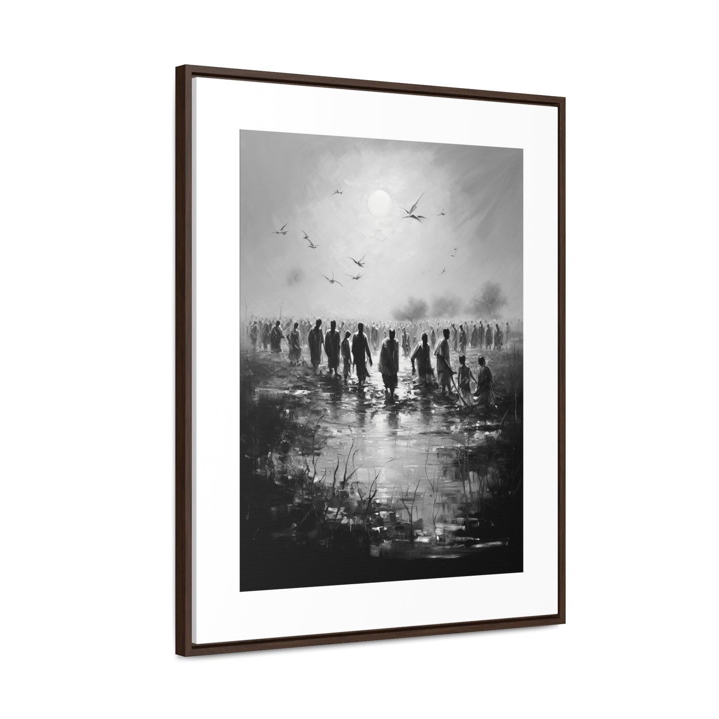 Exodus - Framed Canvas b&w Wall Art