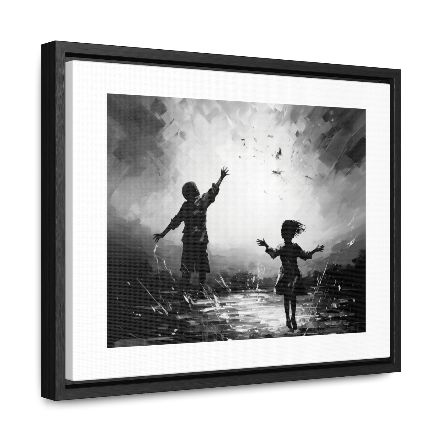 Playing with Light - Framed Canvas b&w Wall Art
