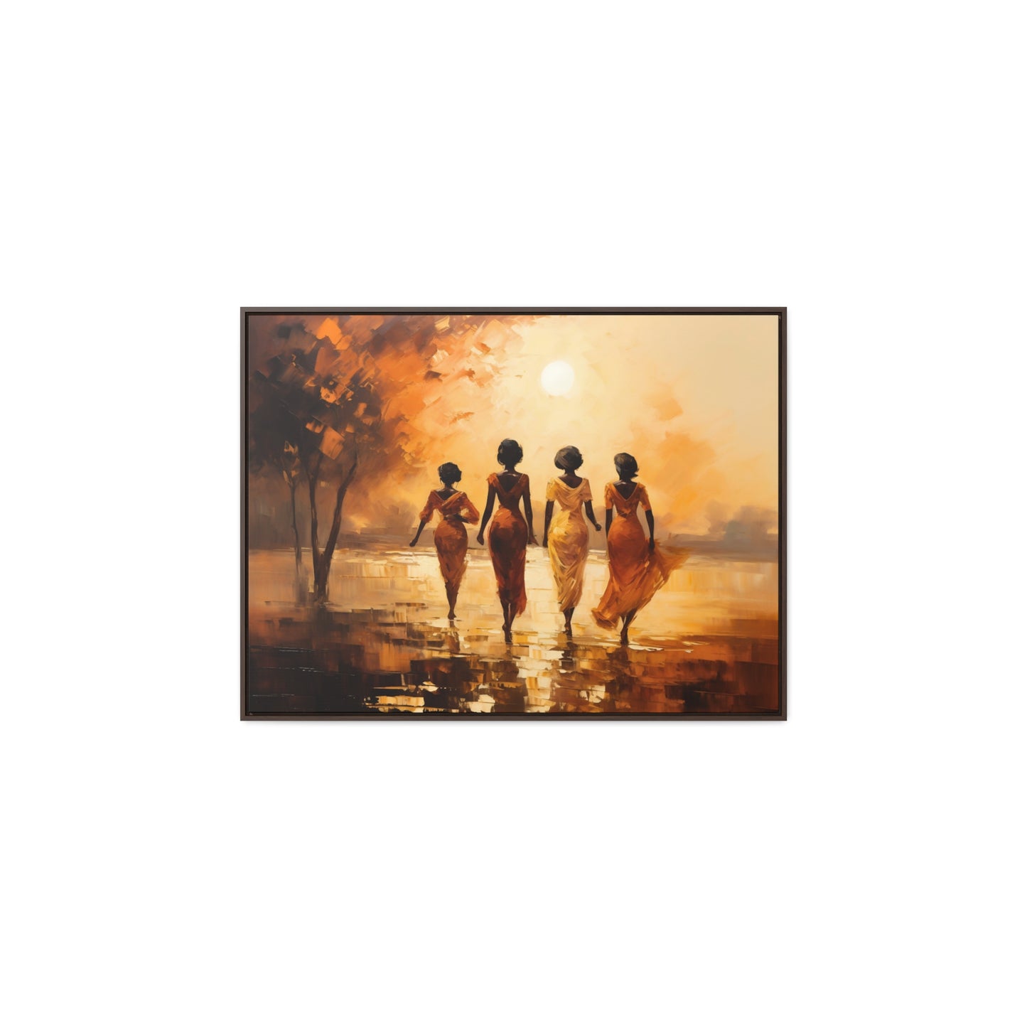 Sunlit Stroll - Framed Canvas Wall Art