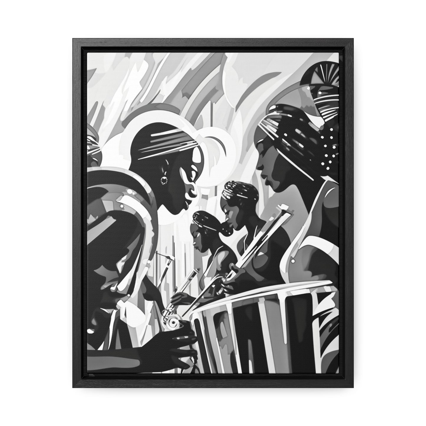 Street Pulse - Framed Canvas b&w Wall Art