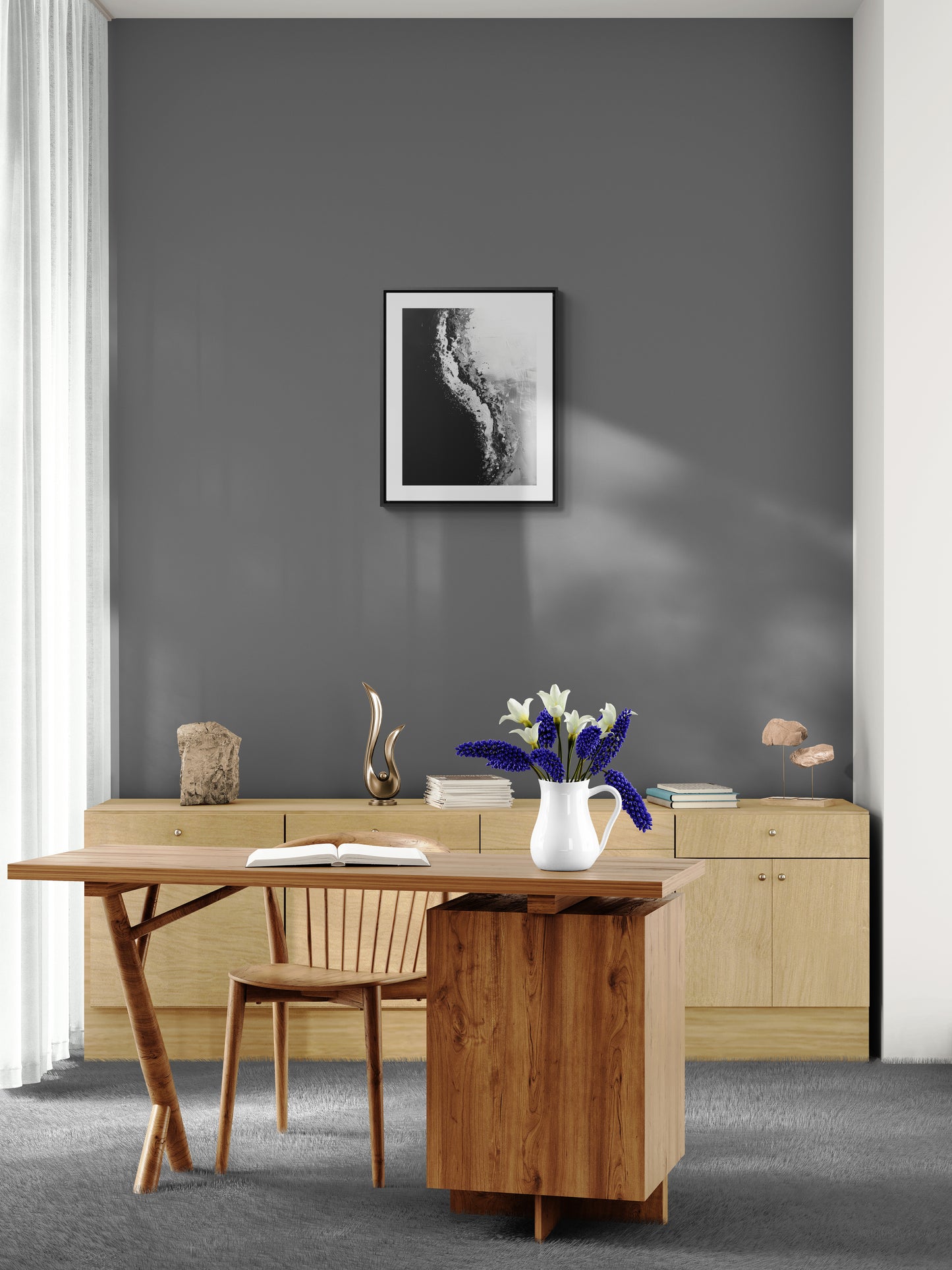 Yin Yang Shore - Framed Canvas b&w Wall Art