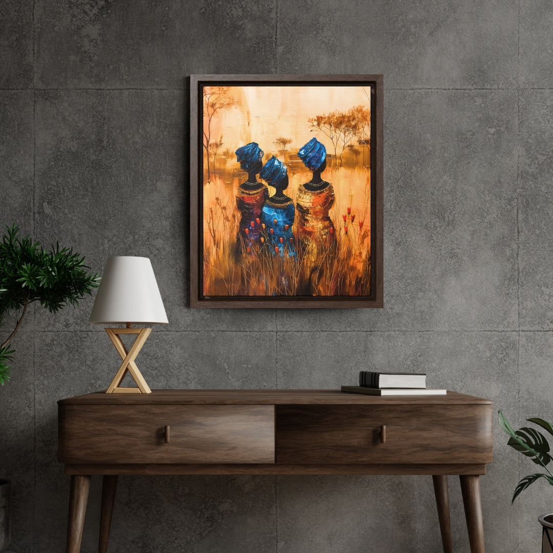 Sisters of the Savannah - Framed Canvas Wall Art