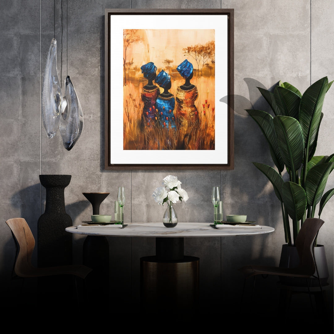Sisters of the Savannah - Framed Canvas Wall Art