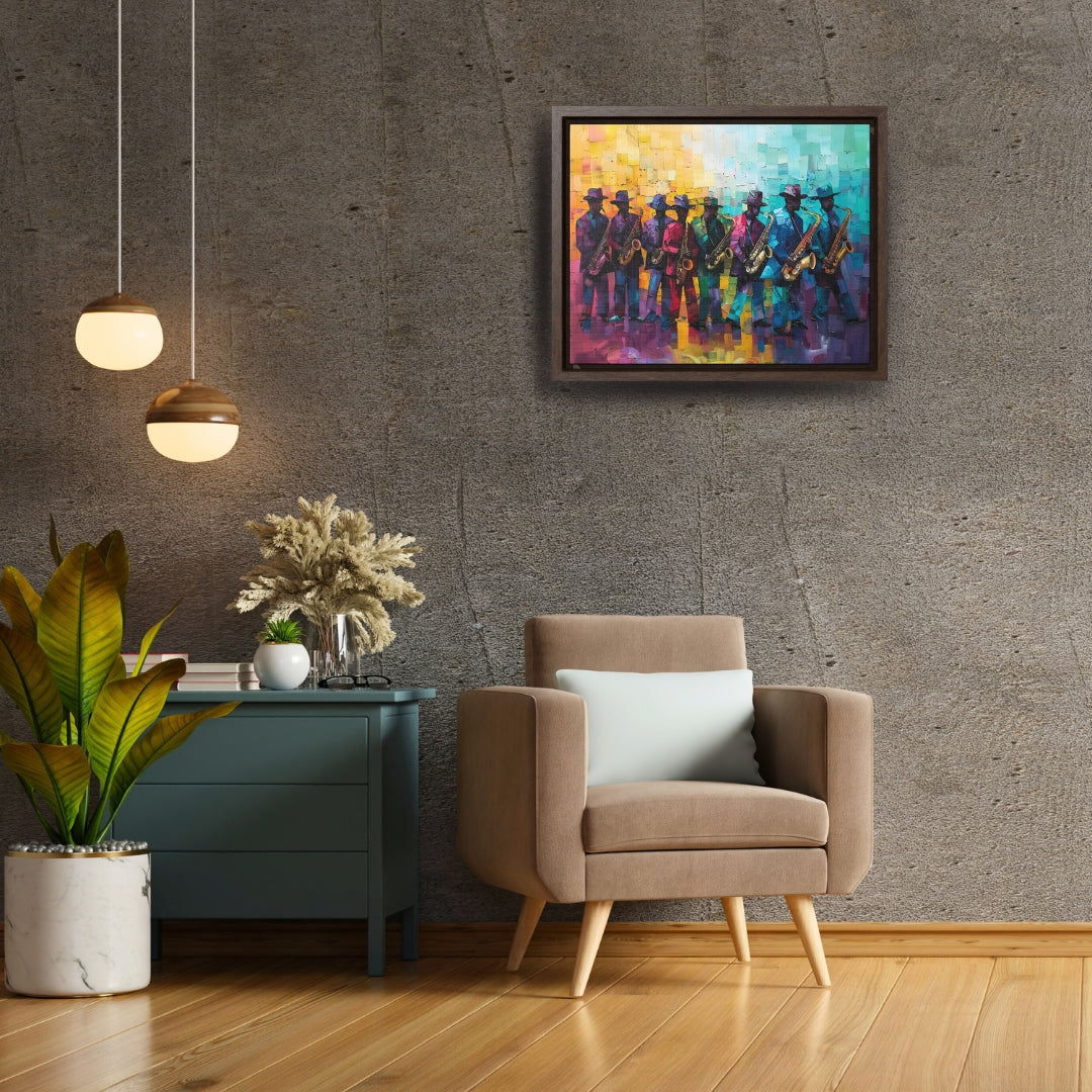 Sax Clan Harmony - Framed Canvas Wall Art