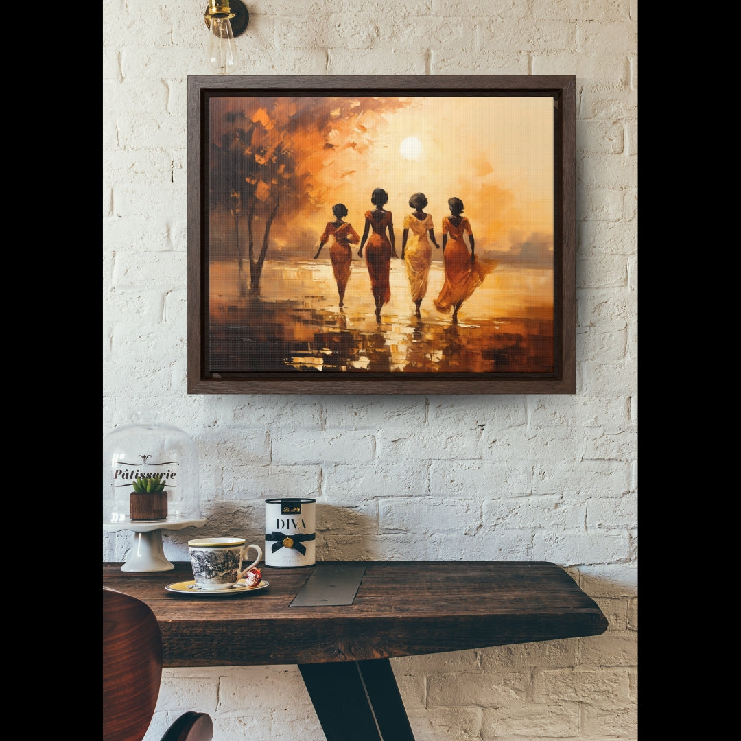 Sunlit Stroll - Framed Canvas Wall Art