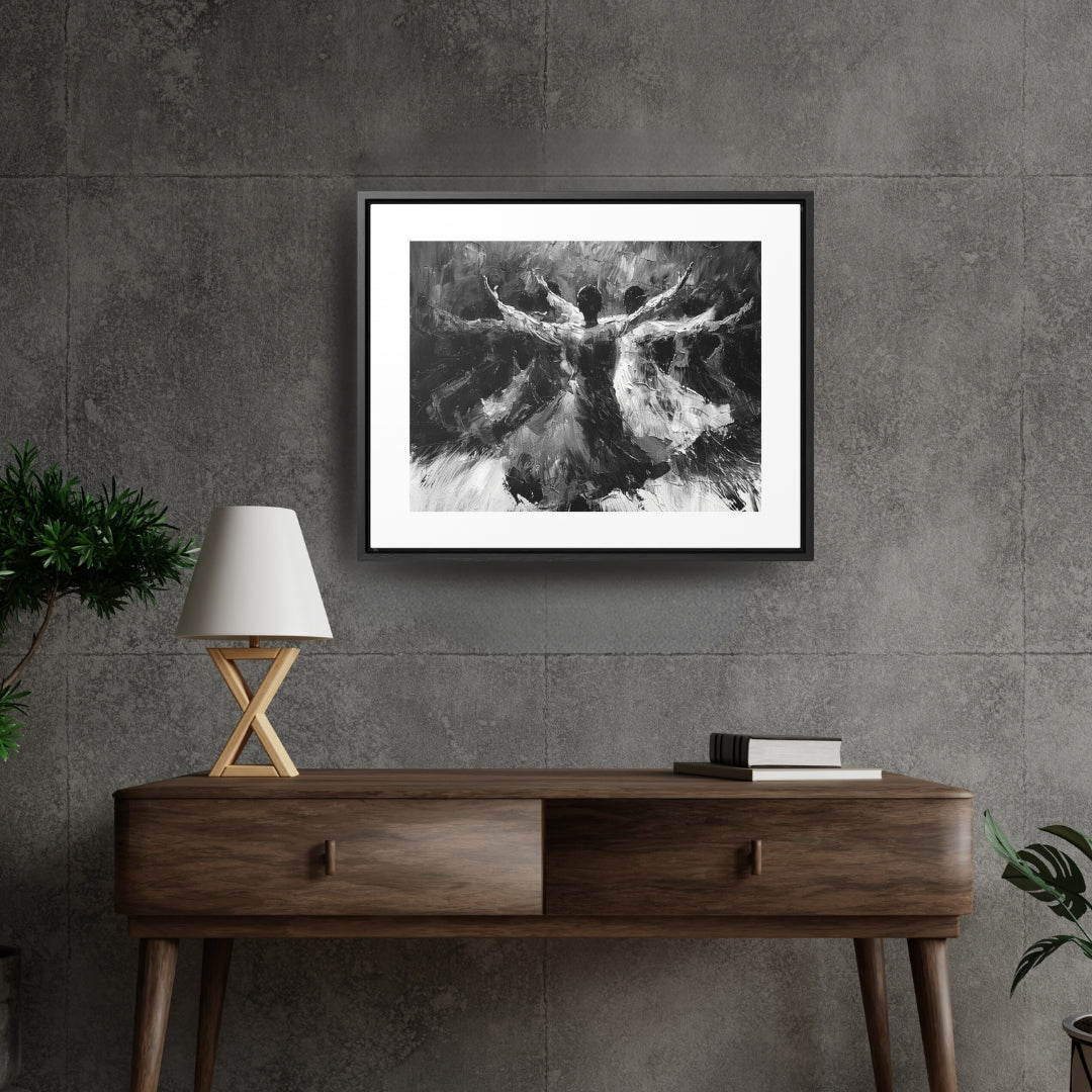 Hearts Wide and Lifted - Framed Canvas b&w Wall Art