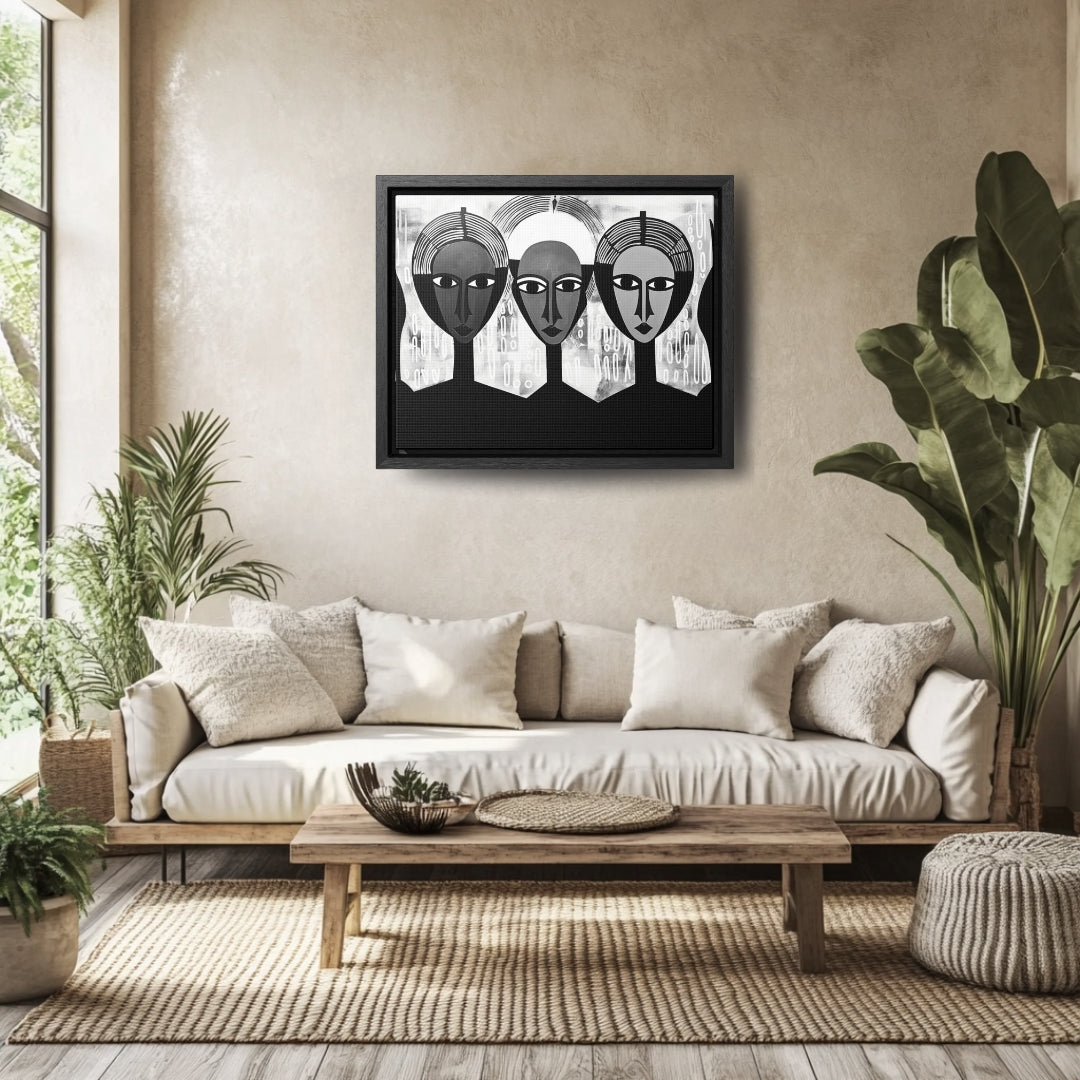 Guardian Angels - Framed Canvas b&w Wall Art