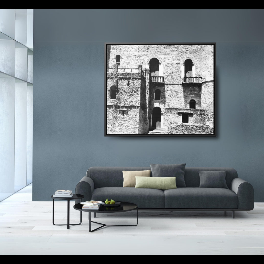 Whispers in Stone - Framed Canvas Photography b&w