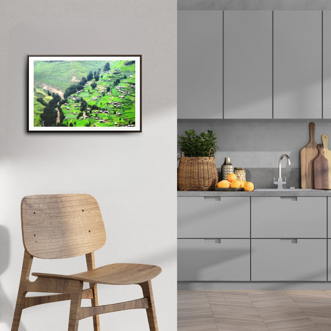 The Simien Mountain Village - Framed Canvas Photography