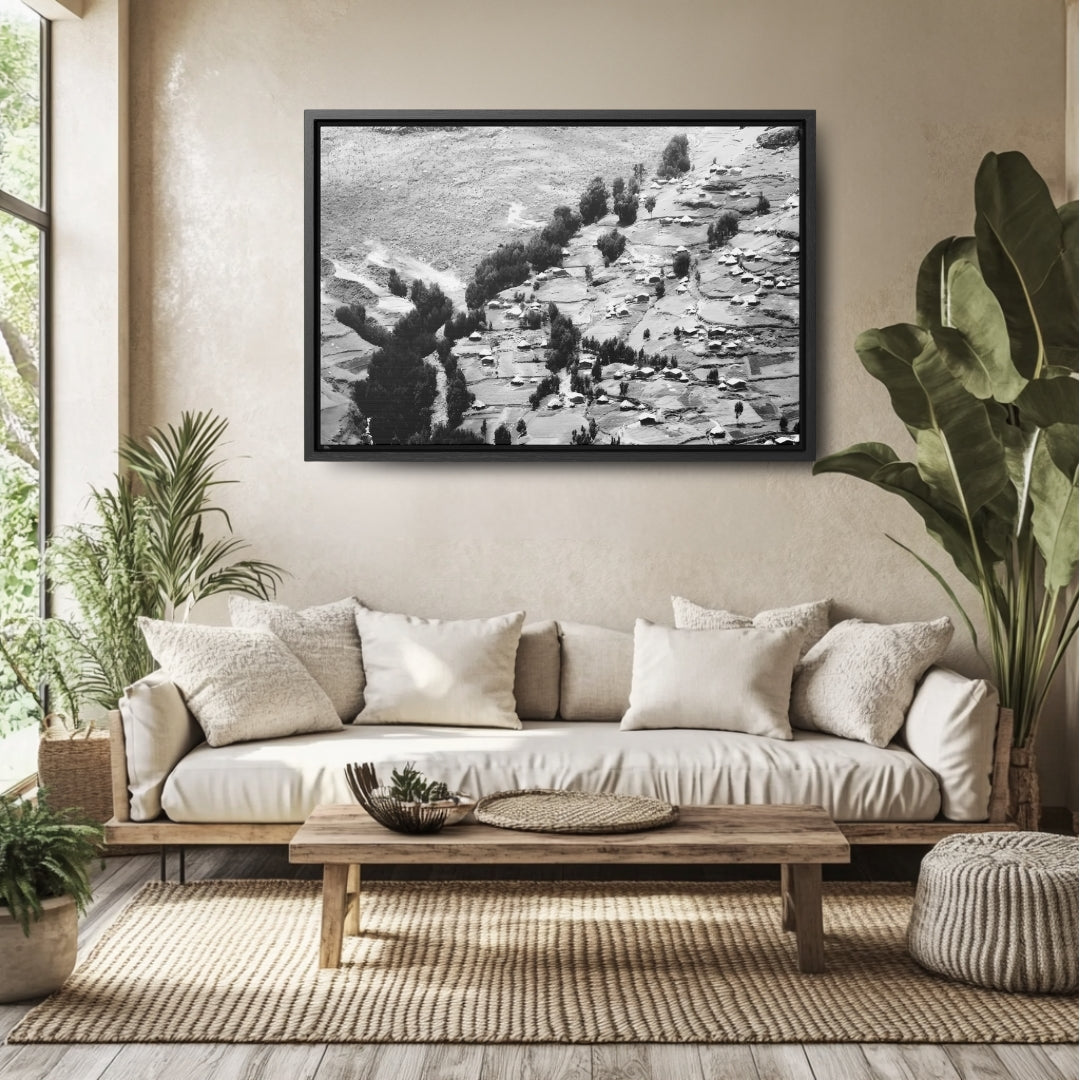 The Simien Mountain Village - Framed Canvas Photography