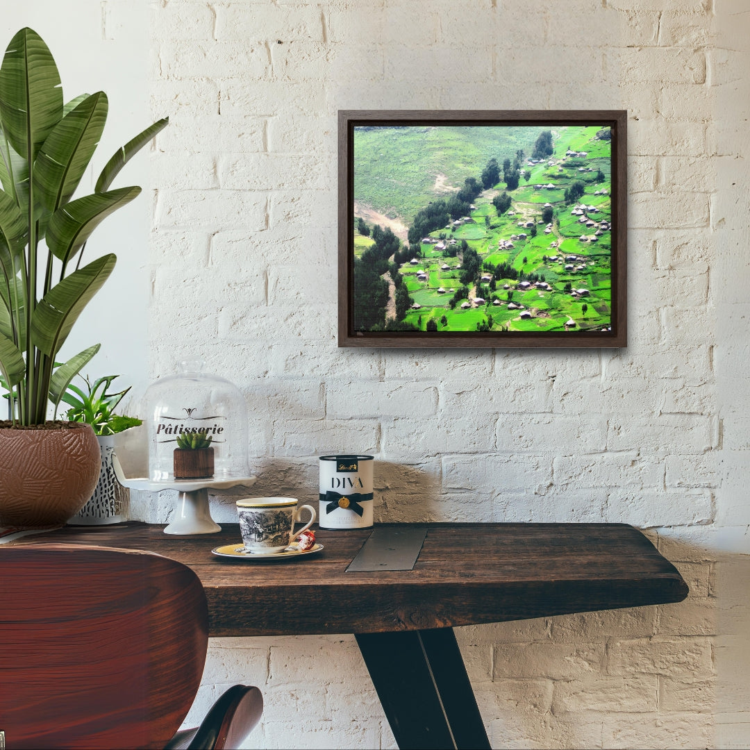 The Simien Mountain Village - Framed Canvas Photography
