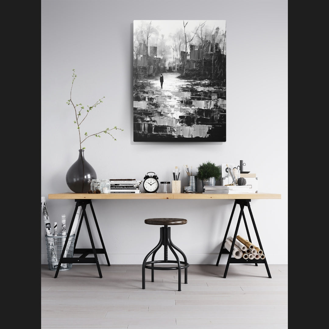 Solitude's Wisdom - Canvas b&w Wall Art