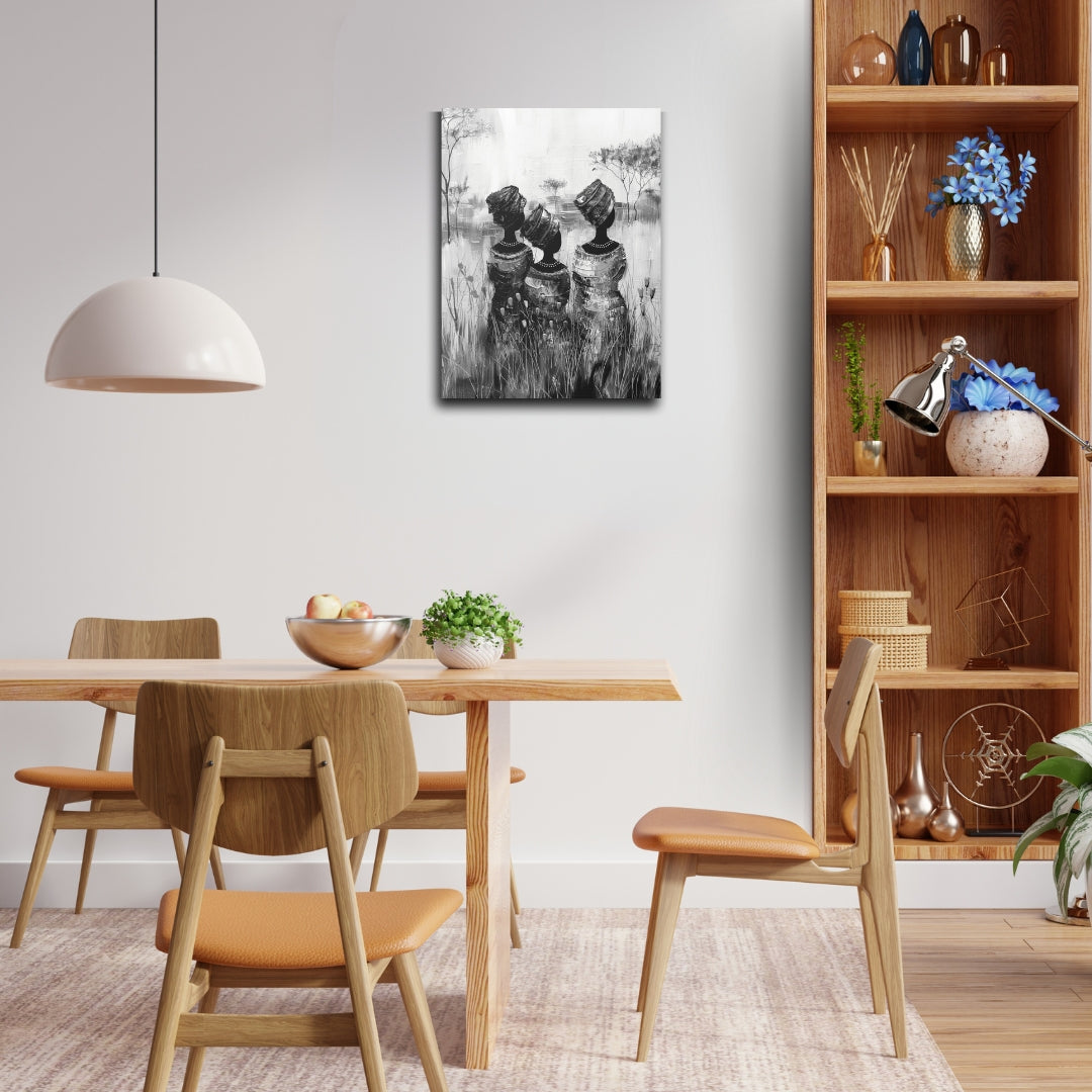 Sisters of the Savannah - Canvas b&w Wall Art