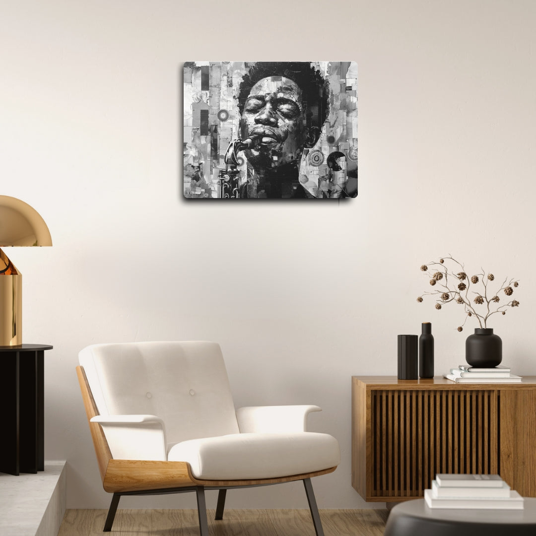 Soul of the Sax - Canvas b&w Wall Art