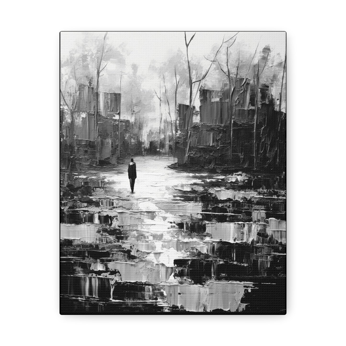 Solitude's Wisdom - Canvas b&w Wall Art