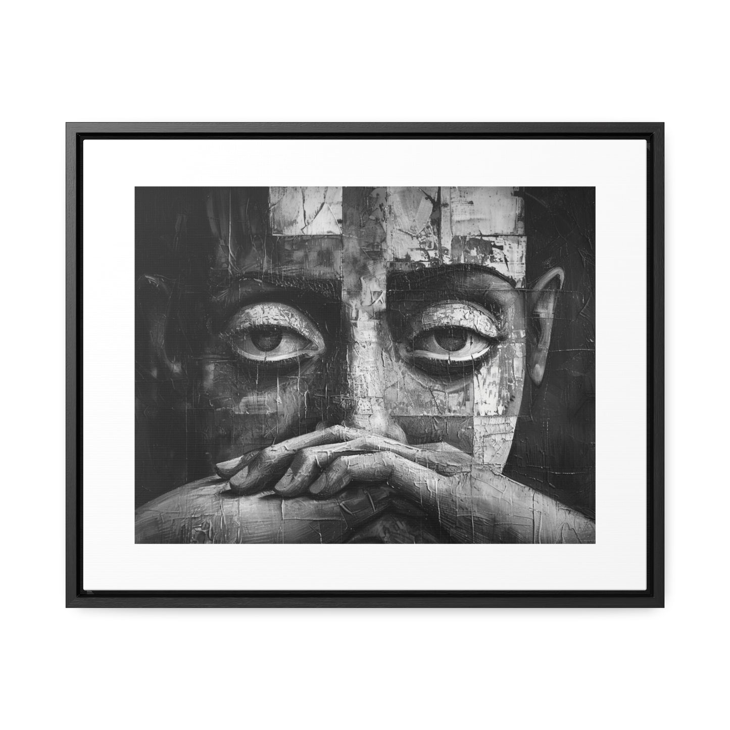 Silent Contemplation - Framed Canvas b&w Wall Art