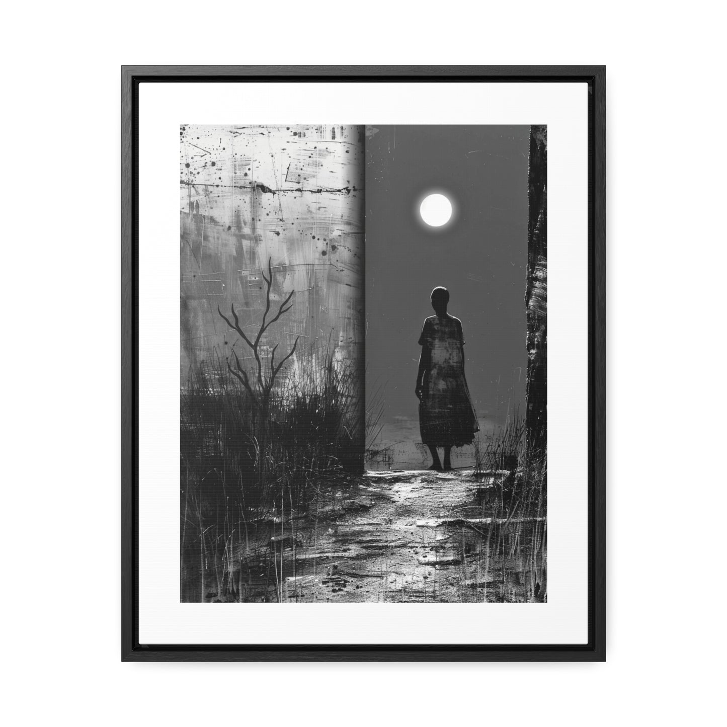 Turned the Corner - Framed Canvas b&w Wall Art