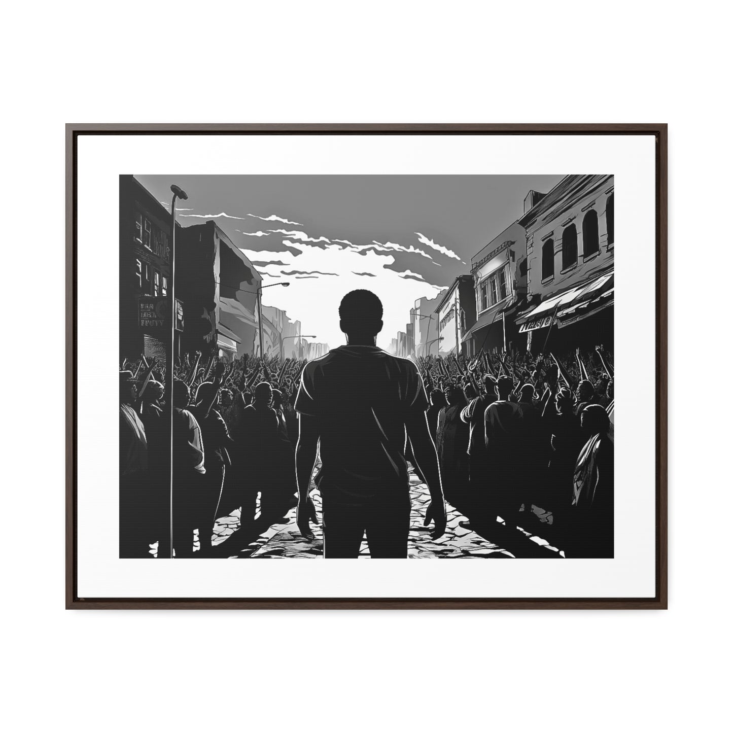 ሳይደፈርስ አይጠራም - Framed Canvas b&w Wall Art