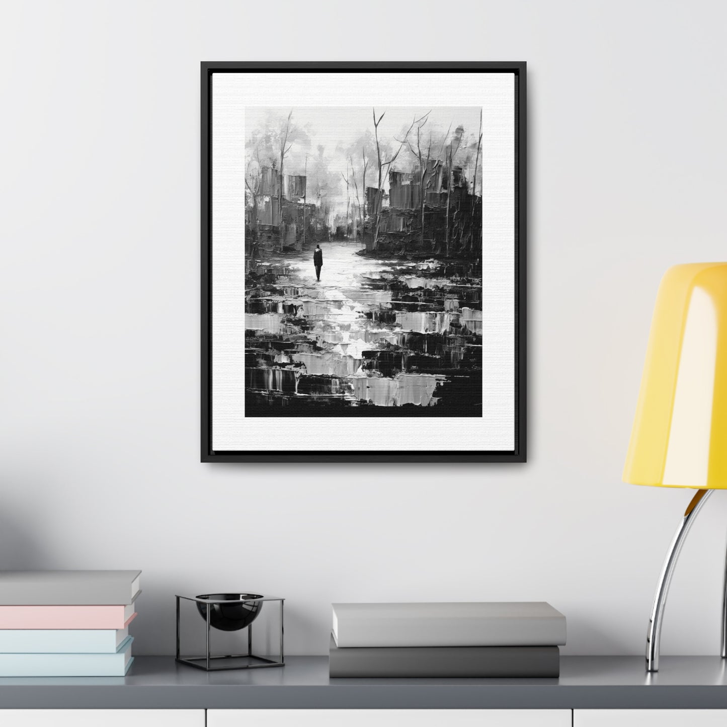 Solitude's Wisdom - Framed Canvas b&w Wall Art